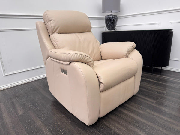 G Plan Kingsbury Beige / Taupe Leather Power Recliner Armchair (Lumbar Support)11