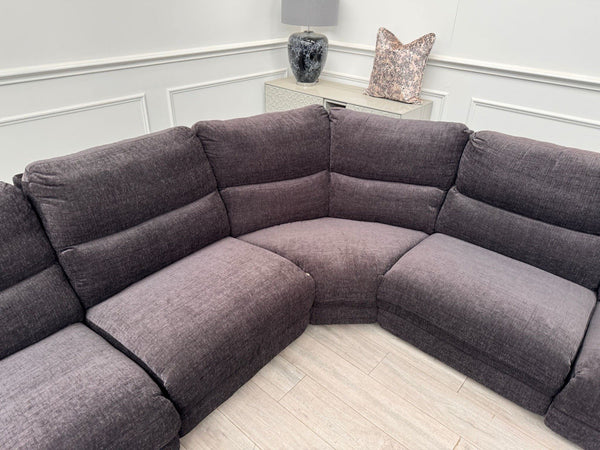 DFS Black Fabric Corner Sofa Power Recliner Modular Sofa15