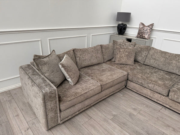 Sofology Midas Grey Fabric Corner Sofa Full Back With Scatter Cushions3