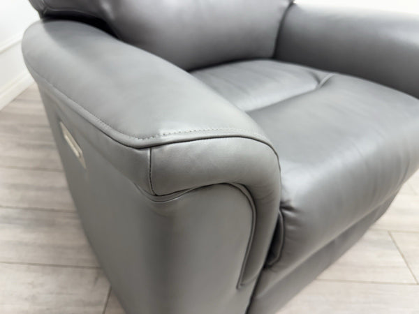 Parker Knoll Hudson 23 Grey Leather Armchair Power Recliner & Headrest & Lumbar19