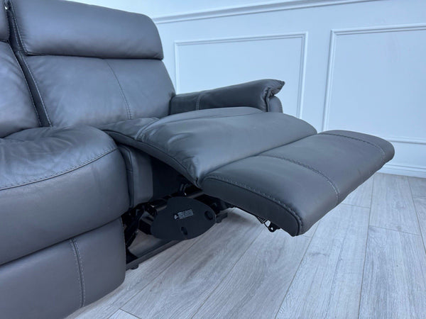Furniture Village Charcoal Grey Static 3 + Power Recliner 2 Seater Sofa Set18