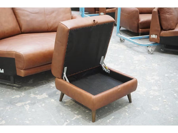 Sofology Adler relaxed soft brown leather storage footstool4