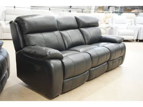 Furniture Village Moreno Black Leather Power Recliner 3 & 3 Seater Sofa Set3