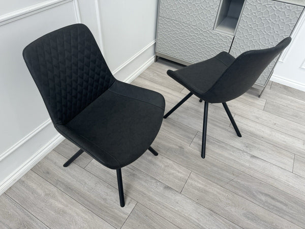 Furniture Village Ion/Rocket Charcoal Grey Suede/Microfibre Pair ofDining Chairs7