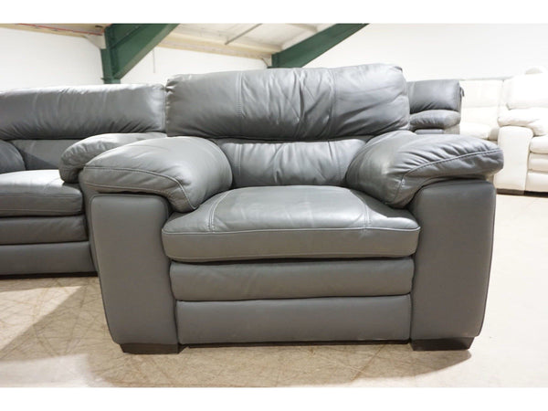 FV Cozee charcoal grey leather fixed back 2.5+1+1 seater sofas Set3