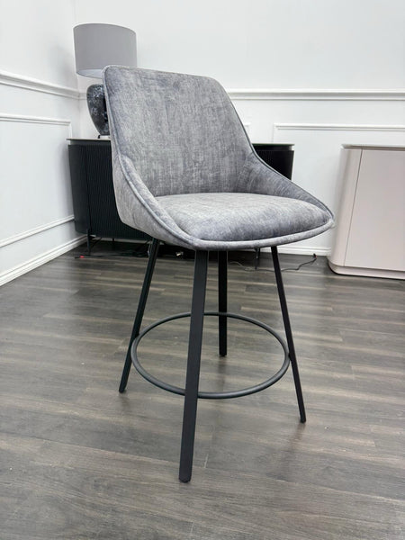 Furniture Village Veja Grey Velvet Swivel Dining Barstool (Pre-sale)18