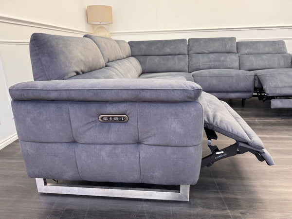 Furniture Village Moet Dark Grey Fabric Power Recliner Corner Sofa Headrests5