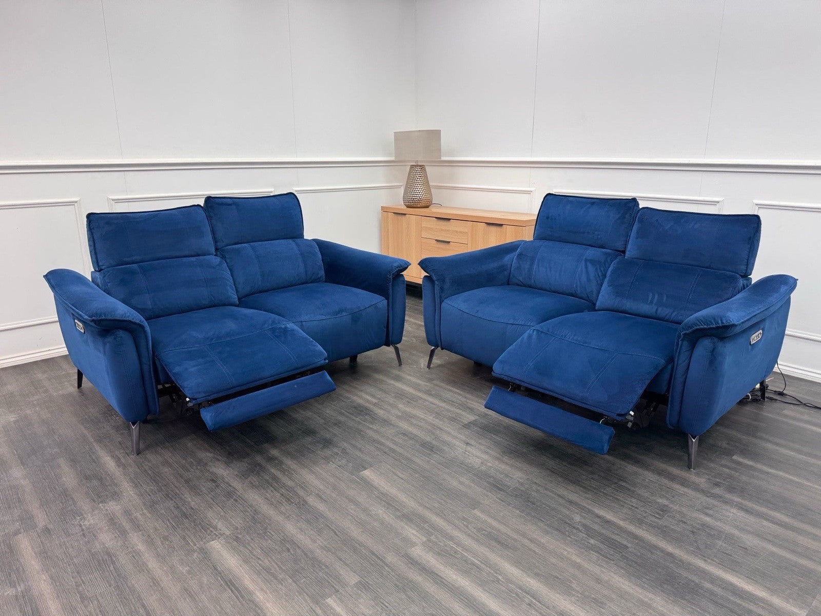 FV Jude 2+2 Seater Sofa Set Power Recliners with Telescopic Headrests Navy Blue0