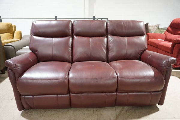 DFS Verona wine leather manual reclining 3 seater sofa2