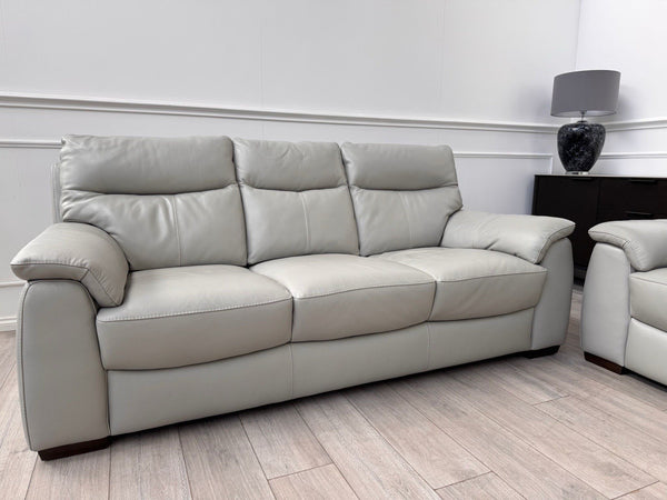 Furniture Village Grey Genuine Leather Sofa 3 & 3 Seater Sofa Set7