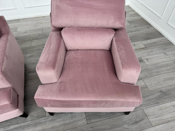 Furniture Village Lounge Co Romilly 3 Seater + Armchair Sofa Set Pink Velvet17