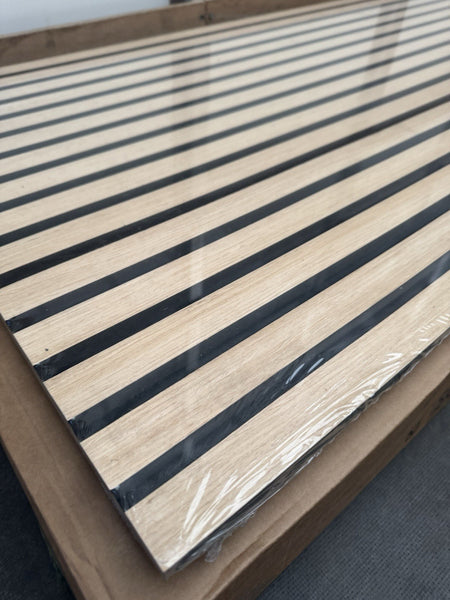 Acoustic Slat Wood Wall Panel Modern Interior Media Wall - White Oak 2.4m x 0.6m3