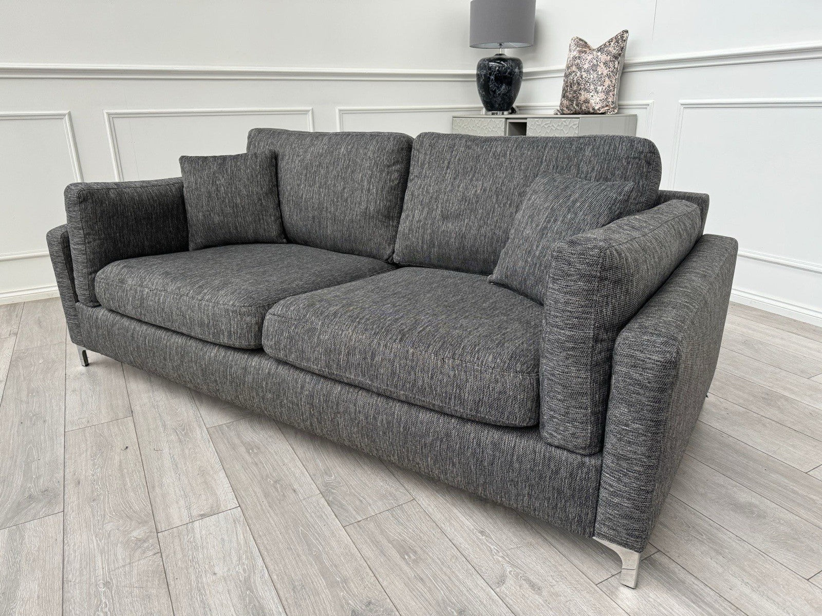 DFS Grey Fabric 3 Seater Sofa0