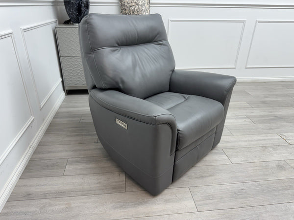 Parker Knoll Hudson 23 Grey Leather Armchair Power Recliner & Headrest & Lumbar14