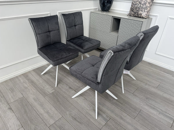 Furniture Village Glacier Set Of 4 Swivel Dining Chairs Dark Grey Fabric1