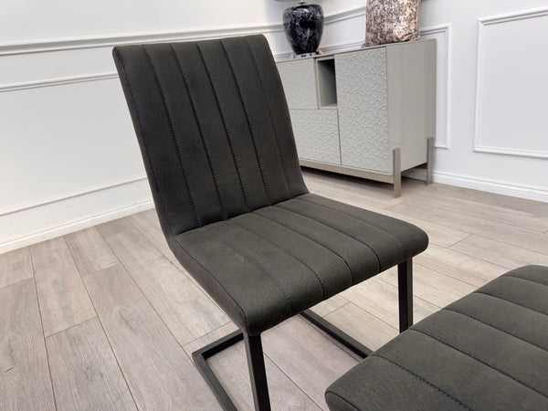 Furniture Village Grigio Set of 4 Grey Charcoal Faux Suede Dining Chairs12