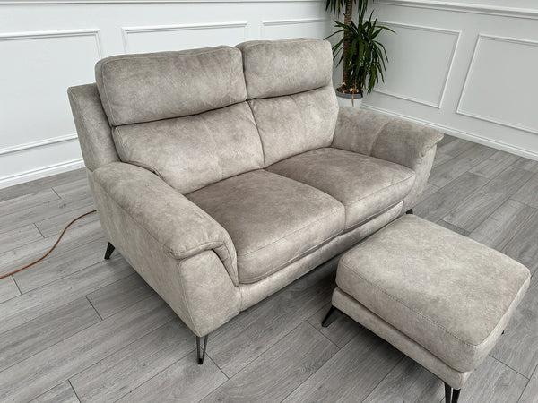 Furniture Village Contempo 2 Seater Sofa Champagne Soft Fabric Fast Delivery3