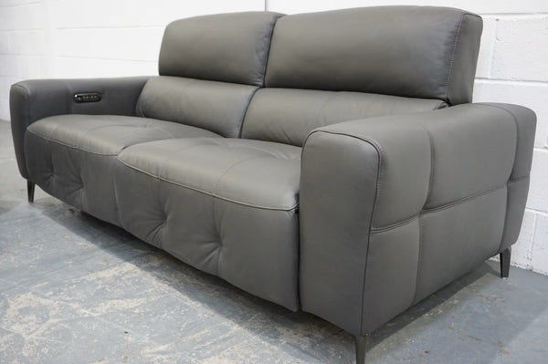 Furniture Village New York dark grey Leather Power Recliner 3 + 2 sofa Set2