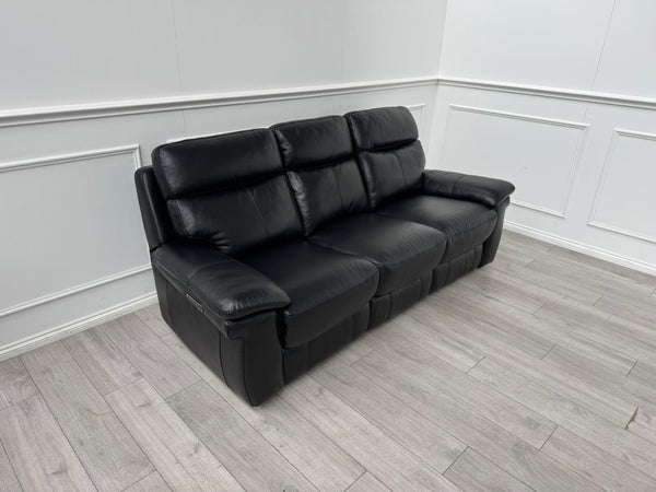 FV Serene Black Leather Power Recliner 3 Seater Sofa Lumbar + Headrest12