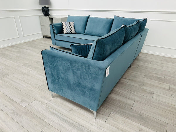 BRAND NEW Santorini Teal Velvet Corner Sofa - Fast Delivery!15