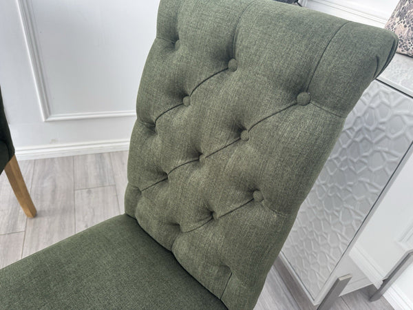 Furniture Village Hamilton Forest Green Fabric Pair Of 2 Dining Chairs11