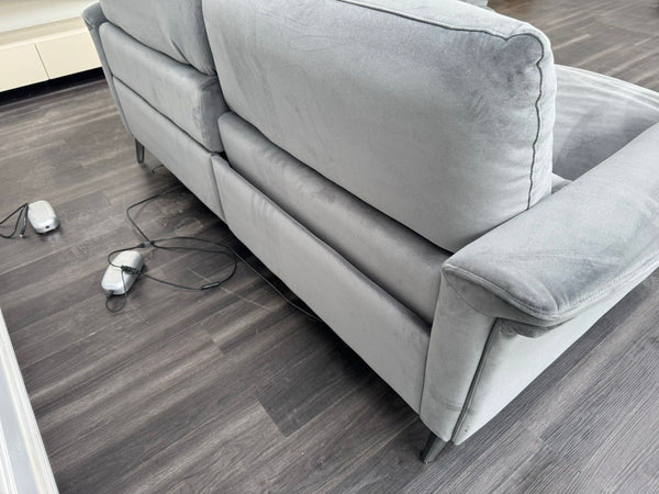 Furniture Village Huxley 3 Seater + Armchair Sofa Set Grey Velvet Power Recliner11