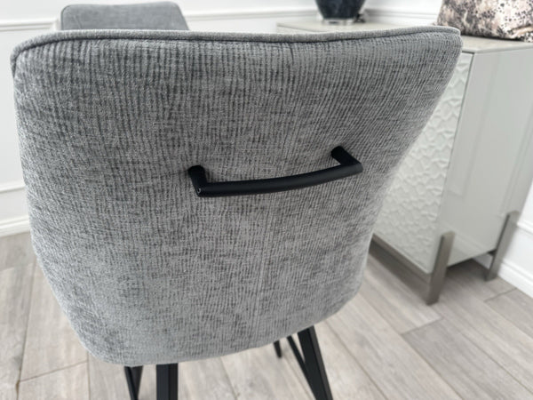 Furniture Village Crete Pair Of 2 Swivel Barstool Chairs Dark Grey Fabric10