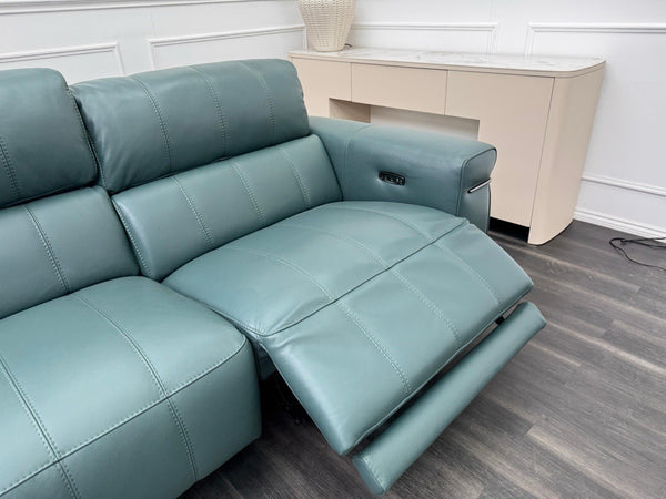 FV Homestage Leather 3 Seater Power Recliner & Headrest Lake Green12