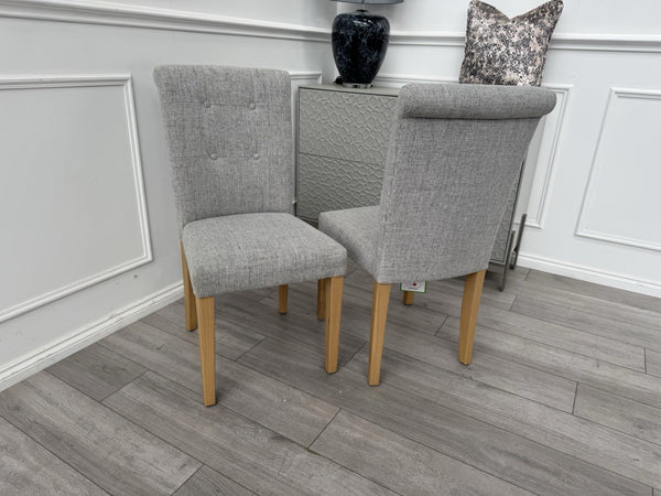 Furniture Village Augusta Grey Fabric Pair Of 2 Roll Back Dining Chairs11