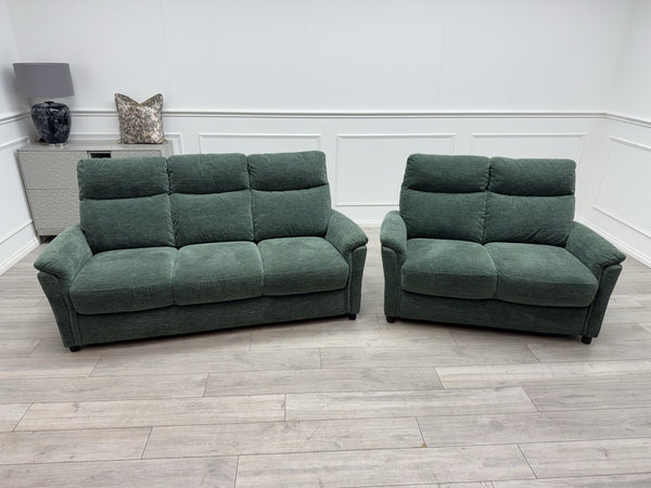 Furniture Village Piccolo Static 3 & 2 Seater Moss Green Fabric Sofa Set9