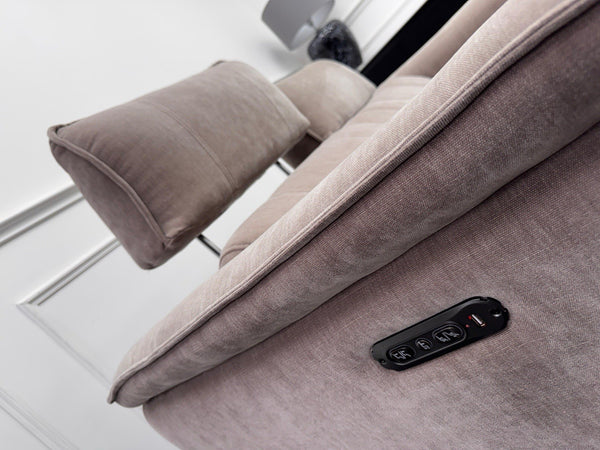 FV Jude 2 Seater Beige Chenille Power Recliner Sofa with Telescopic Headrests9