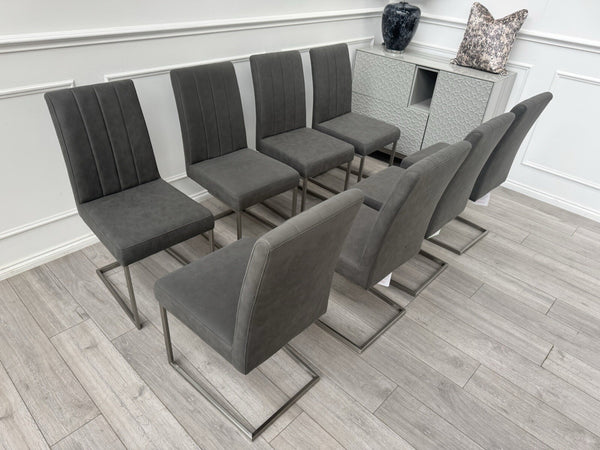 Furniture Village Grigio Set of 8 Grey Suede Dining Chairs5