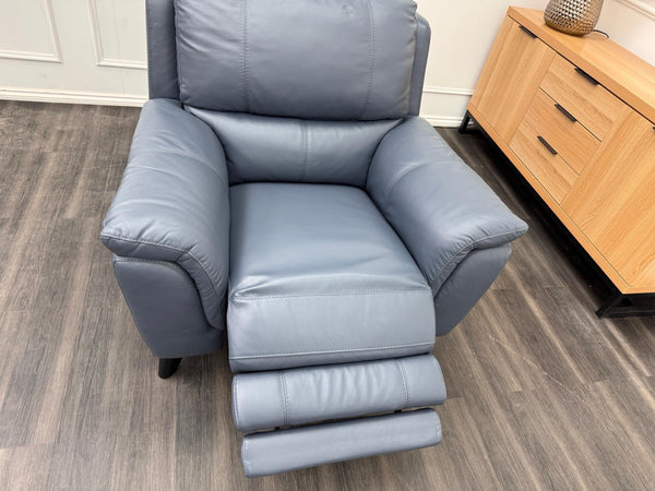DFS Power Recliner Armchair Navy Blue Leather4