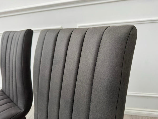 Furniture Village Grigio Pair of Charcoal Grey Suede Dining Chairs8