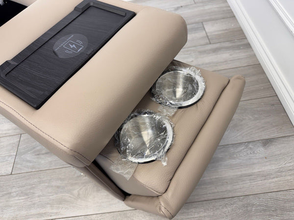 Sofology Plaza Console Stone Beige Leather Cup Holders Wireless Charging Socket2