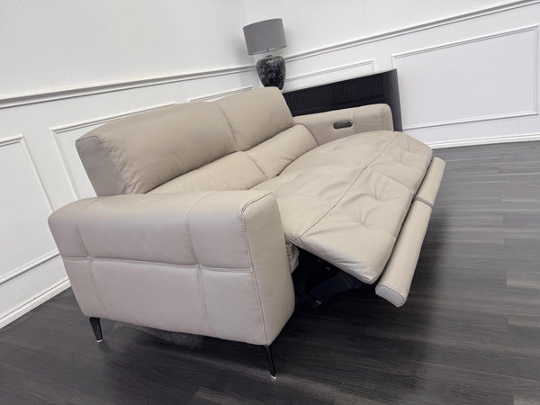 Furniture Village New York Power Recliner 3 Seater Sofa Pale Grey Leather8