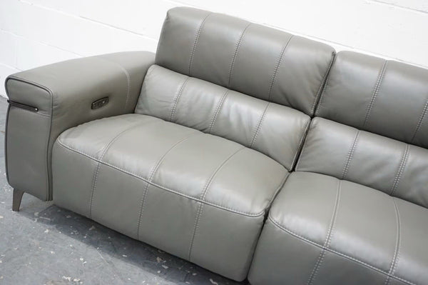 FV Homestage Grey Leather 3+2 Seater Sofa Set Pwr Recliner & Headrest (Delivery)4