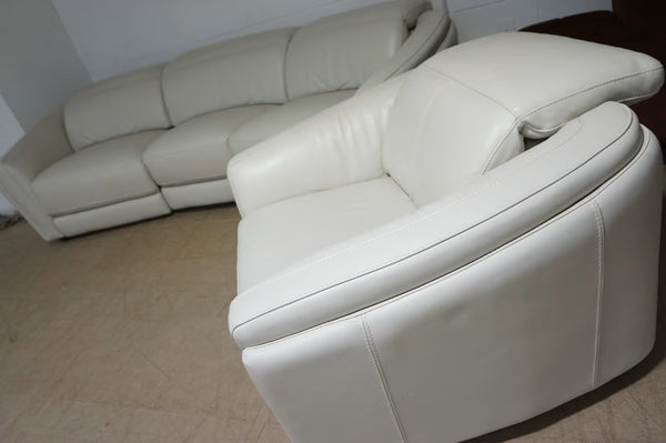 DFS Off white leather Power Recliner Large Curved 3 Seater + Armchair Sofa Set4
