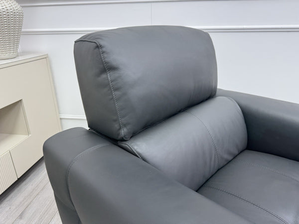 Furniture Village New York Power Recliner Armchair Grey Leather Power Headrest14