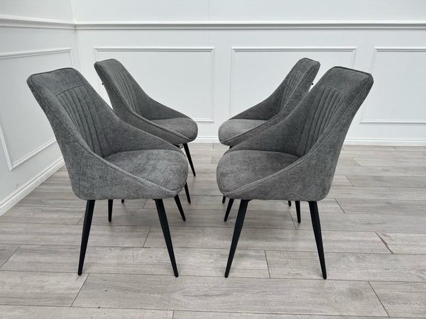 Furniture Village Crete Set Of 4 Swivel Dining Chairs Grey Fabric12