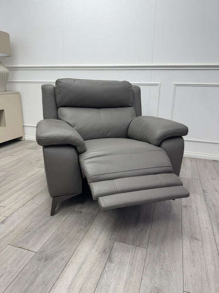 Furniture Village Missouri Power Recliner + Headrest Grey Leather Armchair2