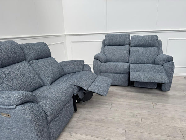 G Plan Kingsbury 2 + 2 Seater Sofa Set Power Recliner Shore Blue8