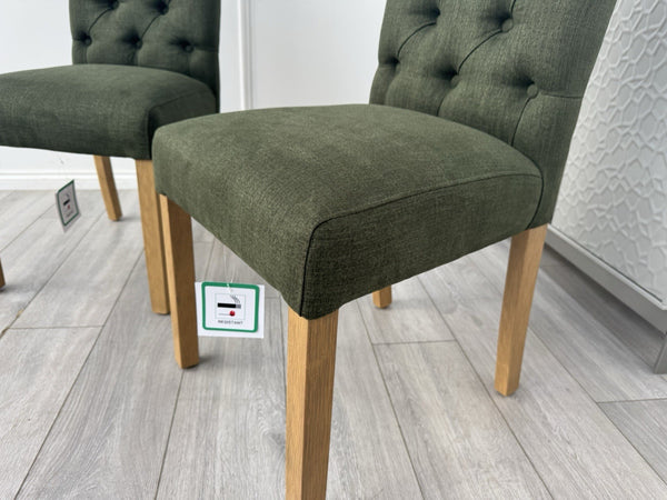 Furniture Village Hamilton Forest Green Fabric Pair Of 2 Dining Chairs8