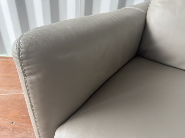 Furniture Village Petit Light Grey Leather Power Recliner Armchair 9