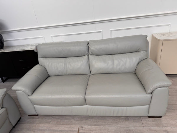 Furniture Village Grey Genuine Leather Sofa 3 & 3 Seater Sofa Set8