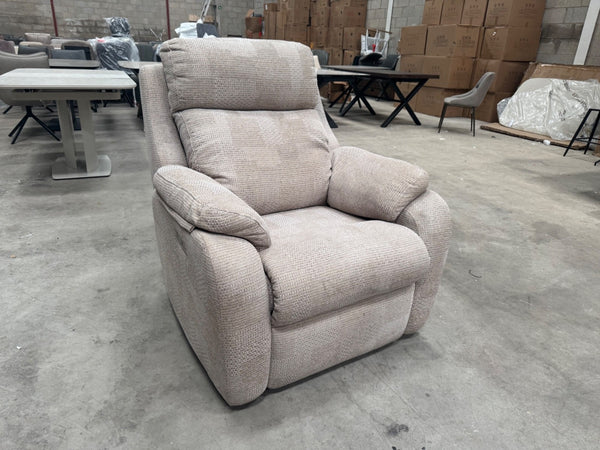 G Plan Kingsbury Power Recliner Armchair In Beige Pattern Fabric17