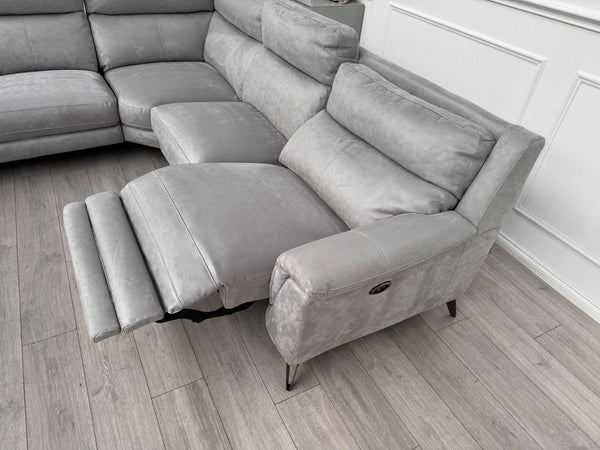 Furniture Village Contempo Grey Microfibre Power Recliner L Shape Corner Sofa9