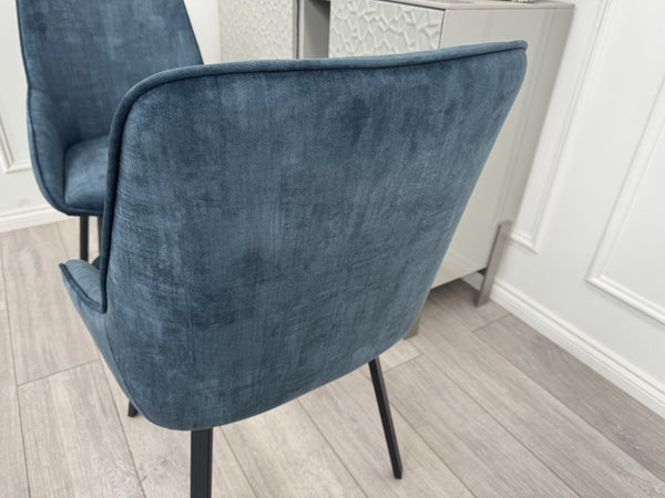Furniture Village Veja Navy Blue Velvet Set Of 8 Swivel Dining Chairs (Delivery)18