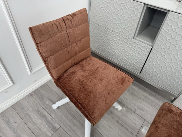 Furniture Village Saturn Rust Burnt Orange Fabric Pair Of 2 Swivel Dining Chairs5