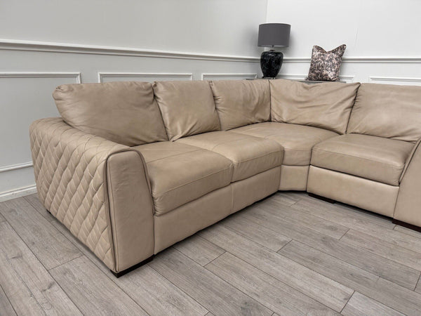 Sofology Mazzini Corner Sofa Dakota Ice Cream Leather 3/CNR/12